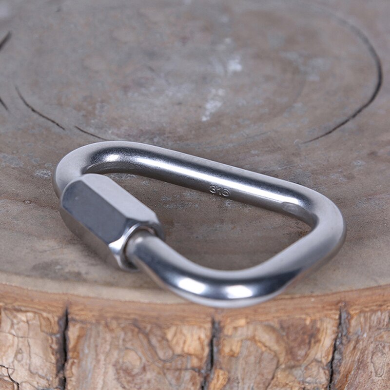 Triangle Shape Mountain Rock Climbing Stainless Steel Carabiner Lock Buckle Mountaineering Buckle Screw Safety Q4S0
