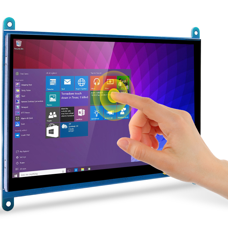Pantalla táctil de 7 pulgadas, pantalla portátil IPS de 1024x600 para Raspberry Pi 5 4B 3B + 3B Zero, Monitor escecondario compatible con HDMI para PC