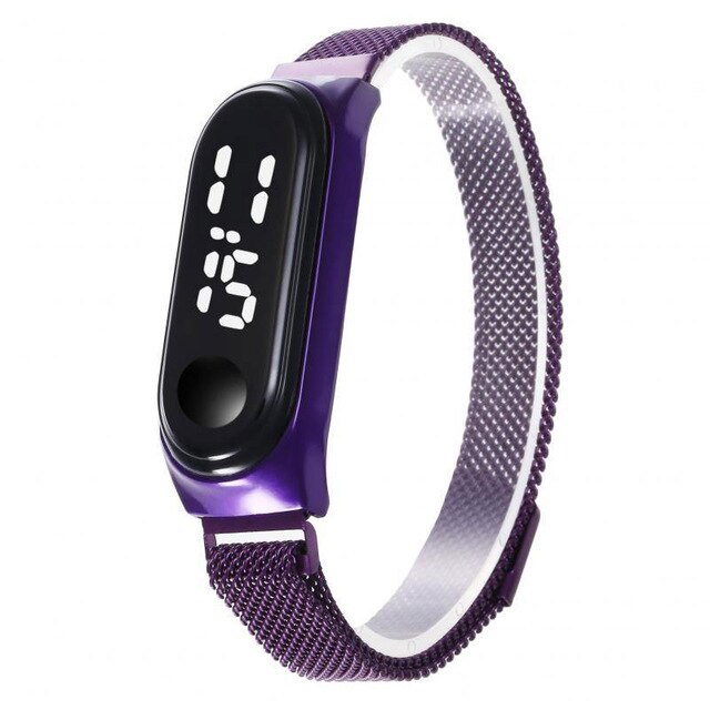 Frauen Uhren Digitale Armbanduhren LED Magnetit Wasserdichte berühren Reis berühren Kontrolle: Violett