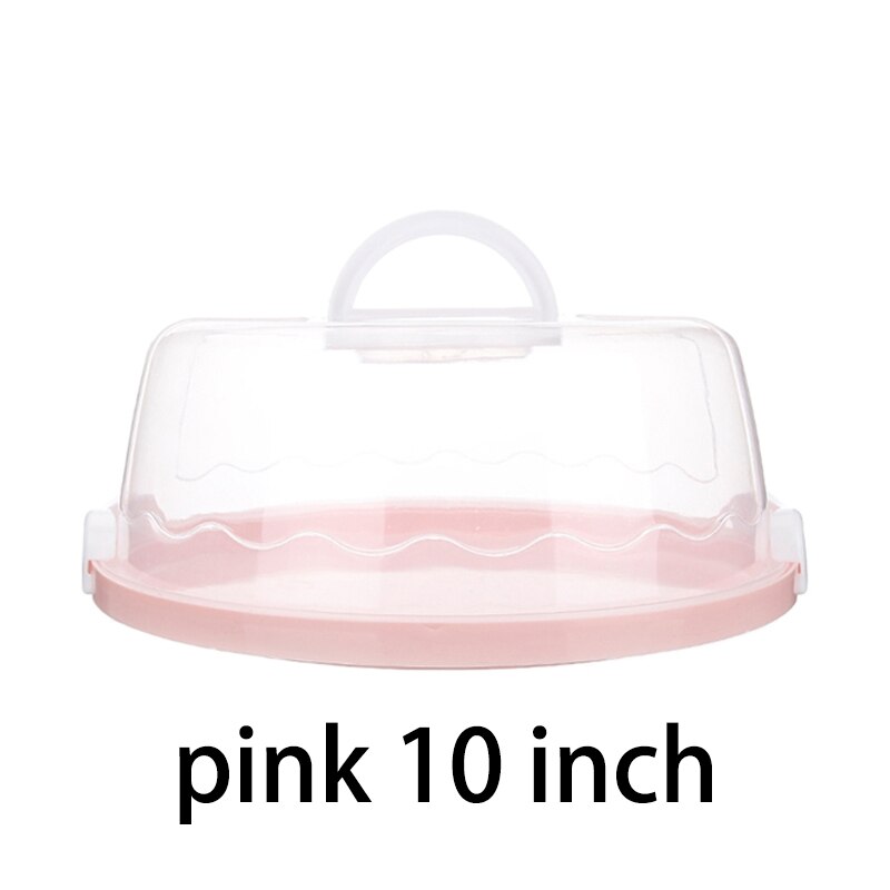 8 zoll/10 zoll tragbare kunststoff runde kuchen Container Nachtisch Container Kasten kuchen träger Server lagerung Kasten Tablett küche werkzeuge: 10 Zoll Rosa