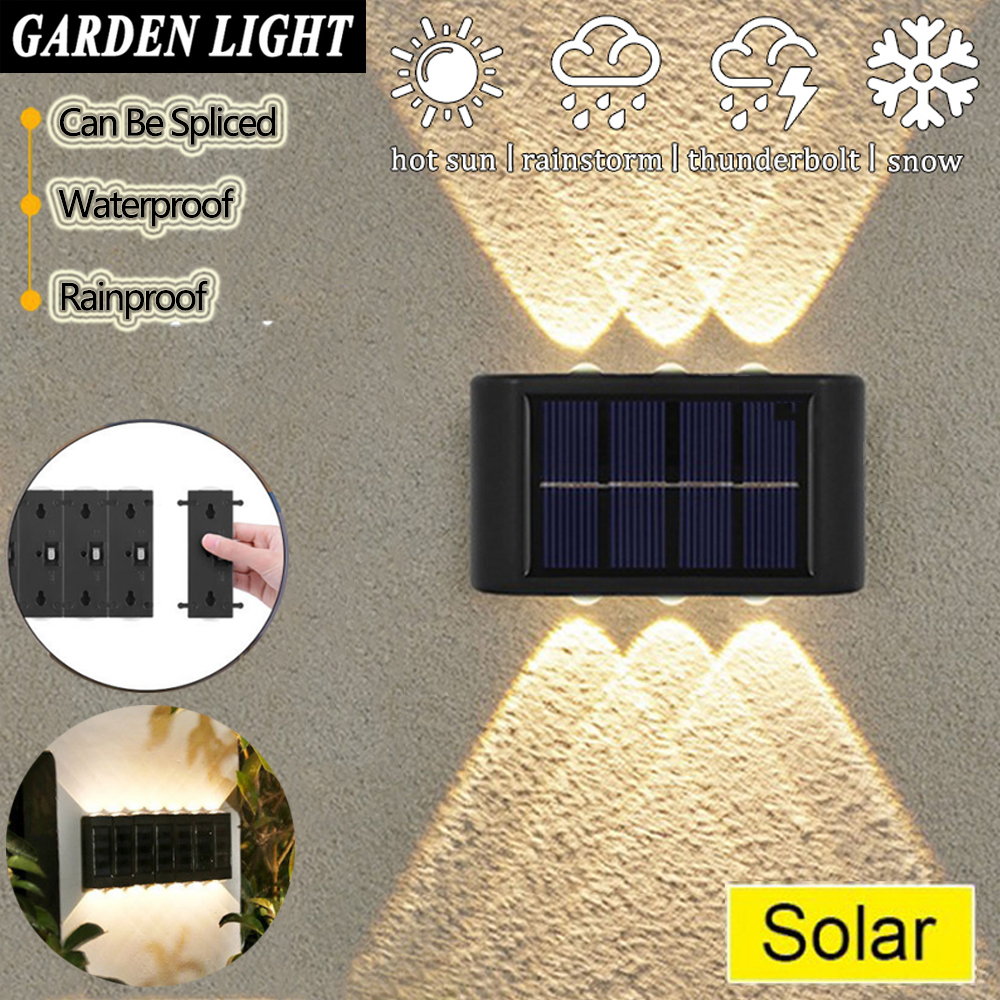 Solar Wandlamp Buiten 4/6/8/10/12/16LED Licht Waterdicht Op En neer Lichtgevende Verlichting Balkon Yard Tuin Decoratie Verlichting