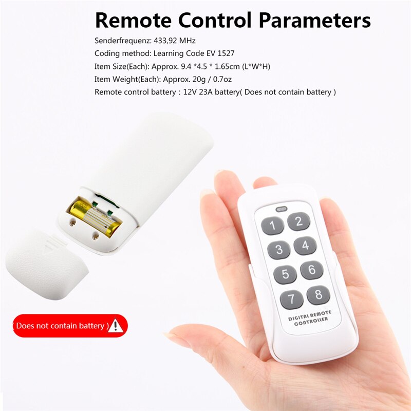 8 Keys Wireless Remote Control Smart Socket EU Plug Wall Home House Wireless Programmable Electrical Socket Outlet 220V
