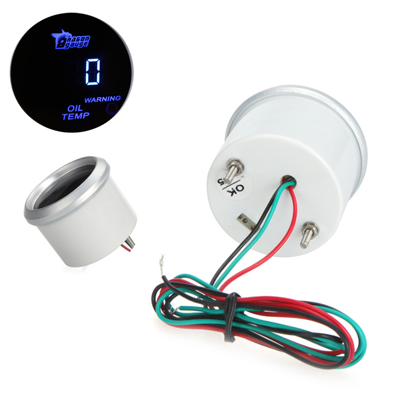 Digital Oil Temp Temperature Meter Gauge with Sensor for Car 52mm 2in LCD 40~150 Celsius Degree Black White Optional