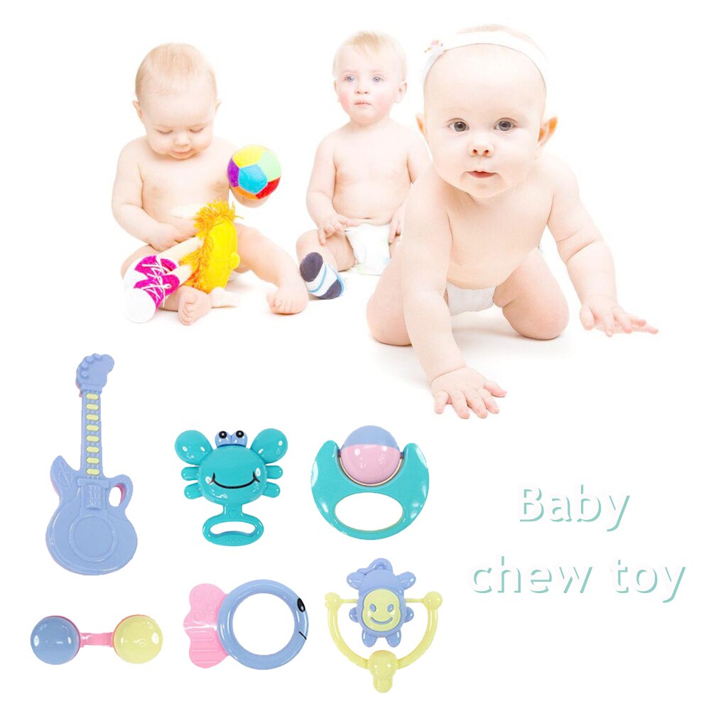 6pcs/set Baby Hand Toys Early Educational Rattles Cartoon Bell Baby Chew Toy Lightweight Parts Little Child Accessories