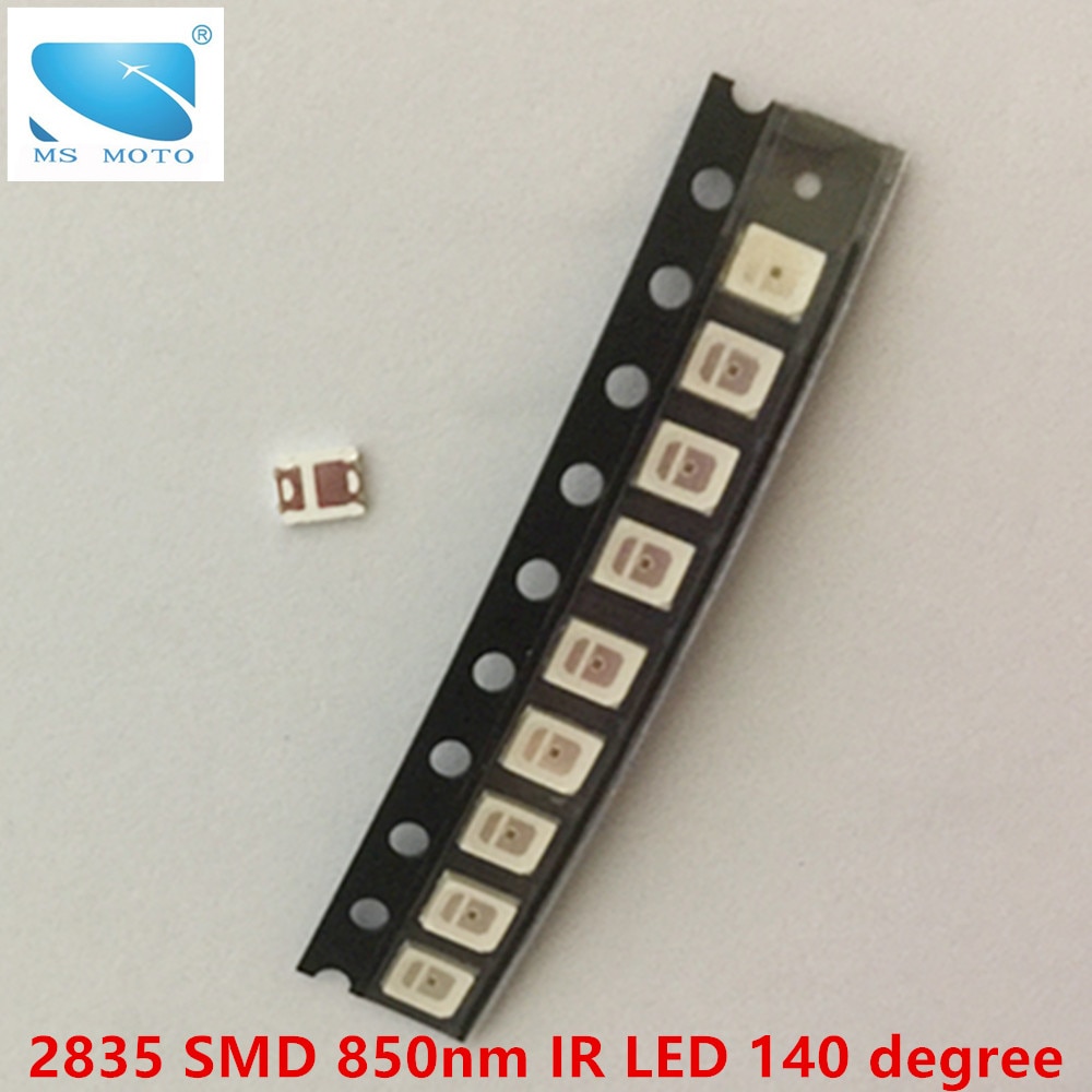 5PCS/lot 0.5W SMD 850nm Infrared LED IR LED 20mil chips 2835 Surface Mounted Devices 140 degree angle For Security camera