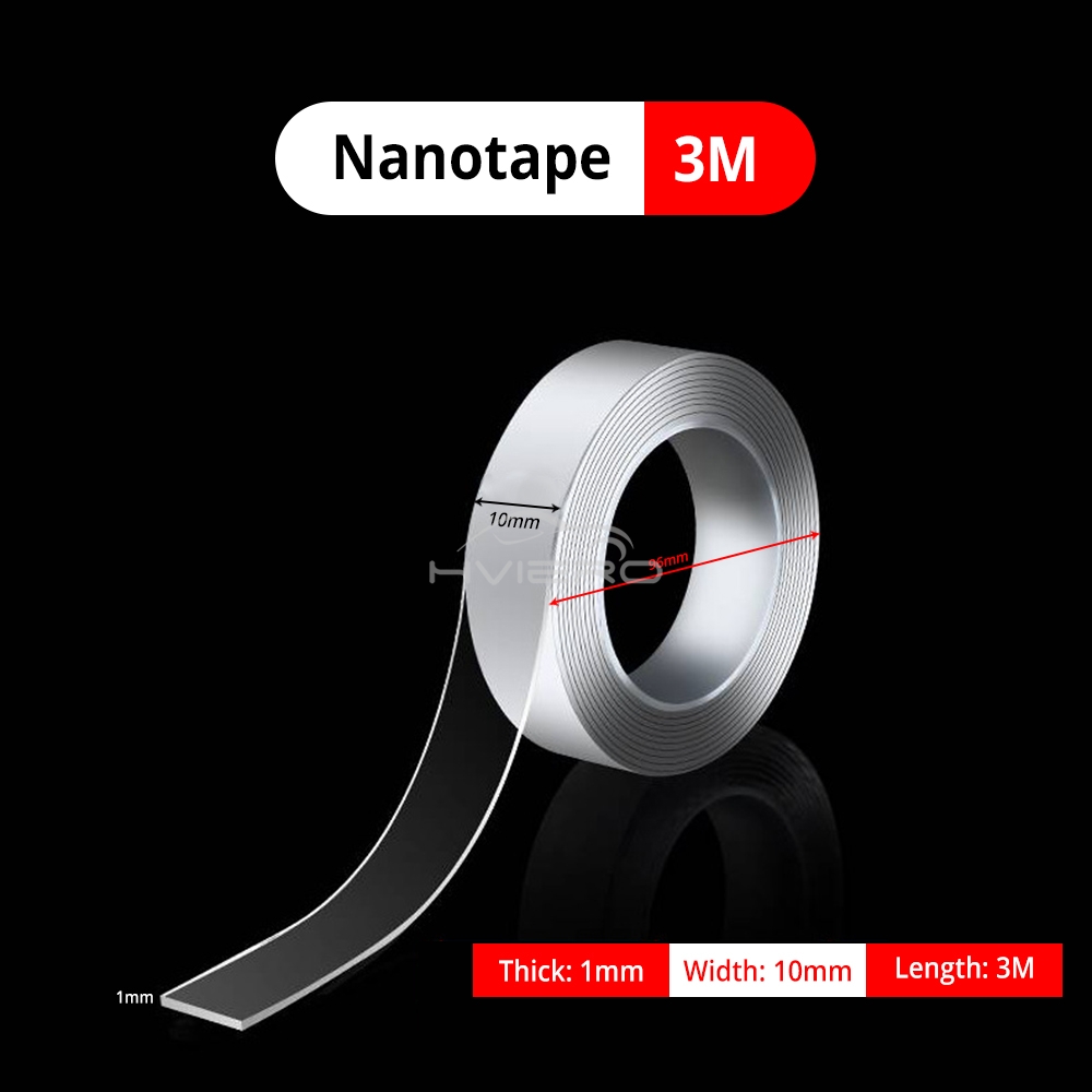 1m/3m/5m nano-tejp spårlös dubbelsidig transparent återanvändbar vattentät resistent värmehäftande rengöringsbar 10mm bredder bilverktyg: Brun