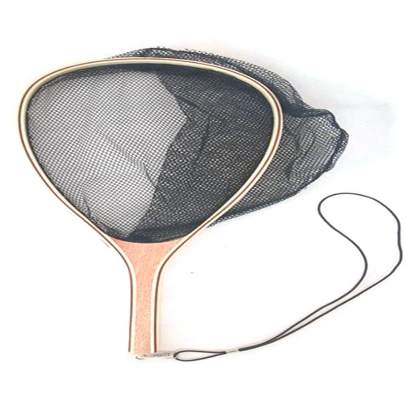 Fishing Net Fly Fly Net Wooden Handle Fly Fishing Hand-Dip Net Durable Nylon Material Net Can Safely Catch Fish: Default Title