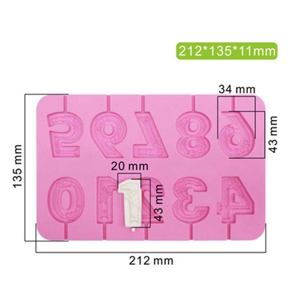 DIY 0-9 Number Silicone Mold Rose Candle Birthday Cake Lollipop Biscuit Chocolate Mold Heat Resistant Number Shape Silicone Mold