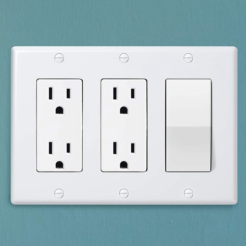 Cubierta de interruptor de luz, cubiertas de placa del interruptor, paquete de 10, cubierta de interruptor de luz simple, 2 salidas, cubierta de interruptor de luz blanca