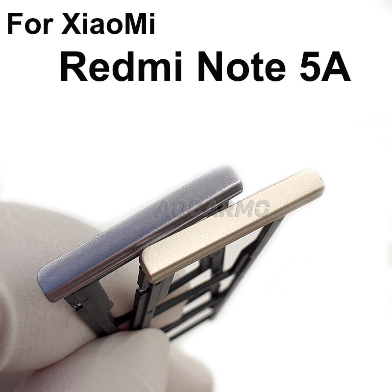 Aocarmo Für XiaoMi Redmi Hinweis 5 5A Metall Kunststoff Nano Sim Karte Tablett MicroSD Slot Halfter Ersatz Teil