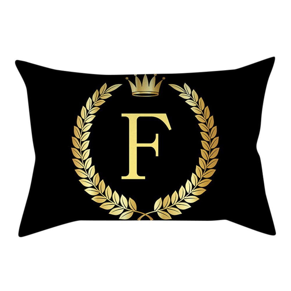 Or noir lettre taie d'oreiller oreillers décoratifs pour canapé housse de coussin taie d'oreiller pour la décoration intérieure Cojines Decorativos Para Sofá