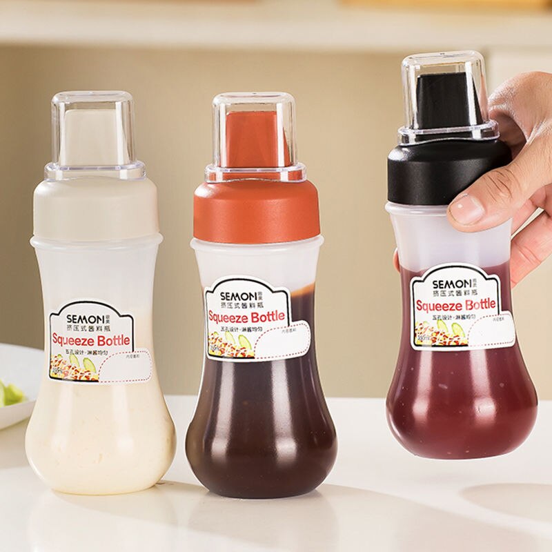 Plastic Condiment Squeeze Bottles For Ketchup Mustard Mayo Sauces Olive Oil Bottles Kitchen Gadget