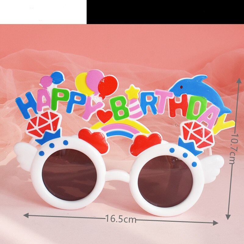 Grappige Verjaardag Bril Dolfijn Ballon Creatieve Kinderen Happy Birthday Party Cake Decoratie Plug-In Taart Jurk Up Ornamenten: 8