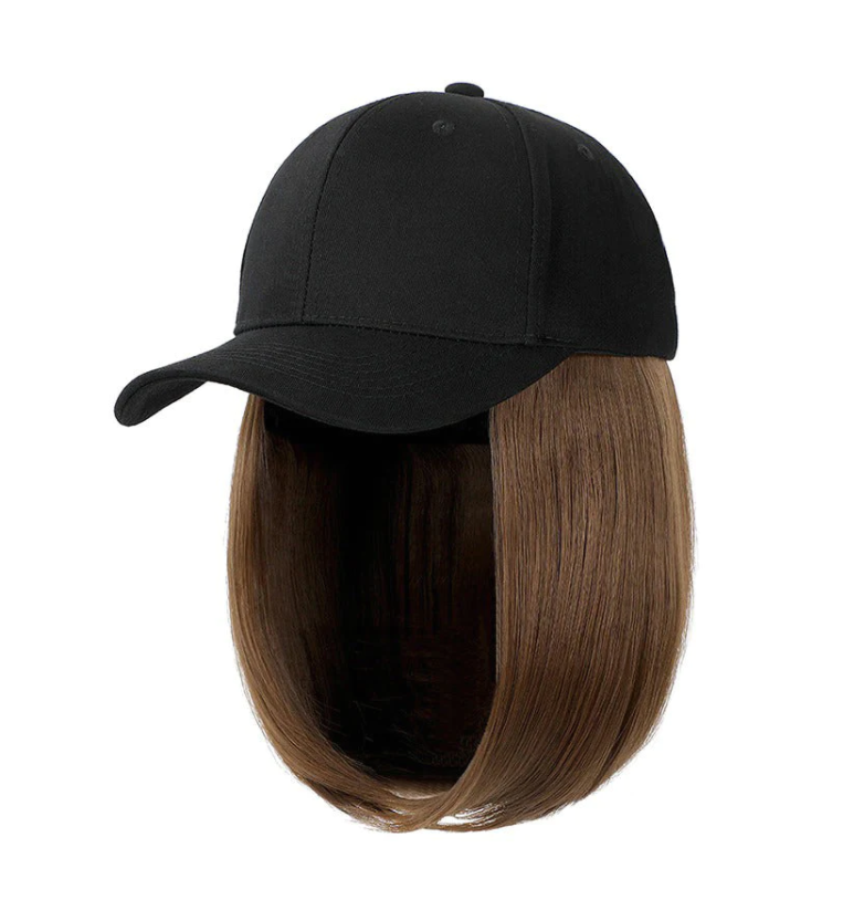 YLWHJJ Wig hat all-in-one female peaked cap short hair bob head trendy shade wig warm cap women: black