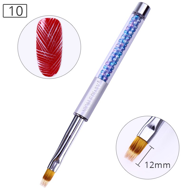 Nicole diary 1 pc gradiënt schilderpen tekenkwast witte strass handvat nagelkunstgereedschap: Patroon 10