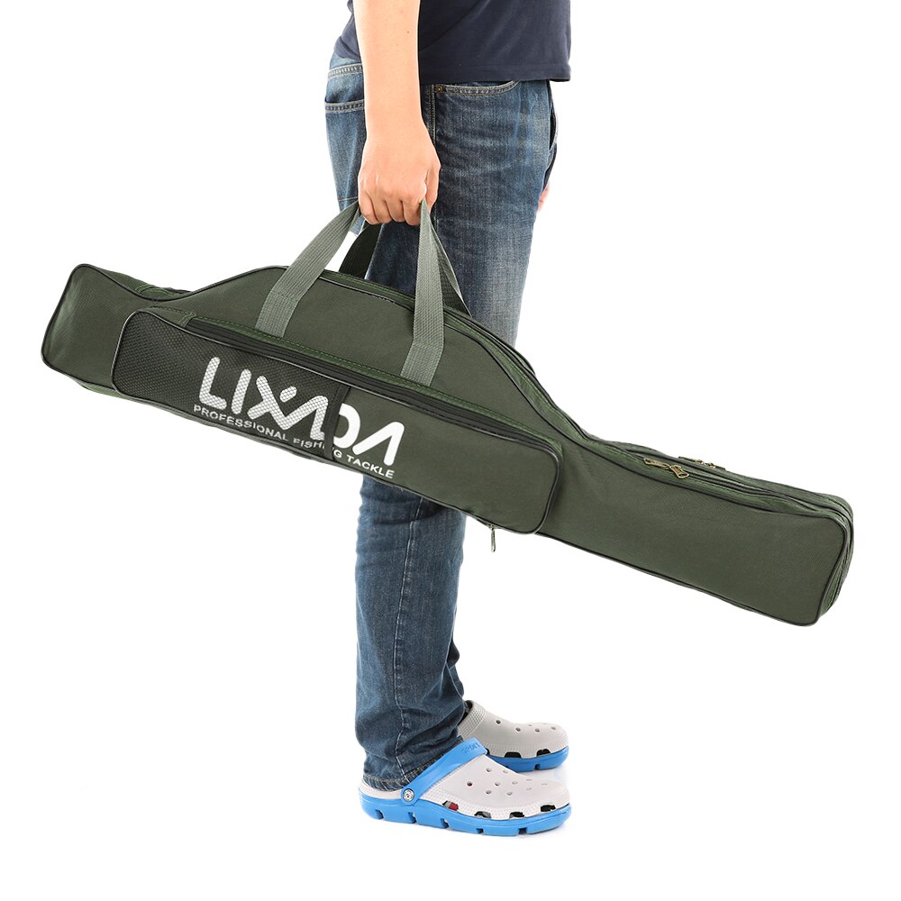 Lixada 80/100cm/130cm/150cm fisketaske bærbar sammenklappelig fiskestang rulle taske fiskestang redskaber redskaber bæretaske: Grøn 100 cm