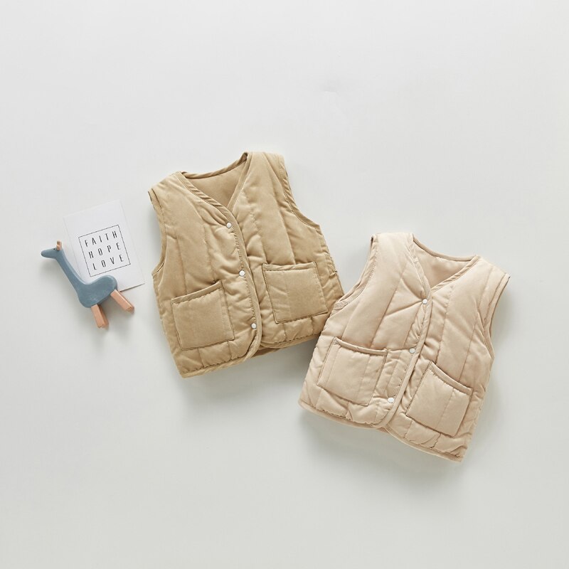 Herfst Winter Baby Vest Retro Mouwloze Jas Voor Jongen Winddicht Vest Winter Warm Peuter Vest Voor Meisje Baby Kleding