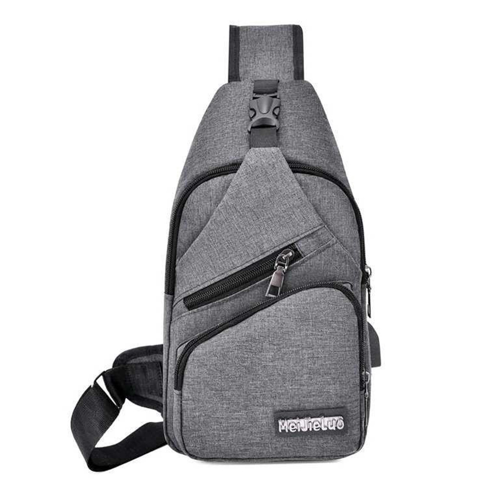 Men Chest Pack Messenger Sling Sport Travel Crossbody Shoulder Bag USB Charging Waist Packs