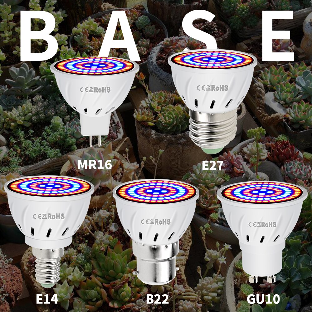 Ac220v e27 phyto lamper  e14 ledet fitolampy  gu10 lampe til planter  b22 fullspektre frøplante pære  MR16 ledet vekst lys uv  ir 4w 6w 8w