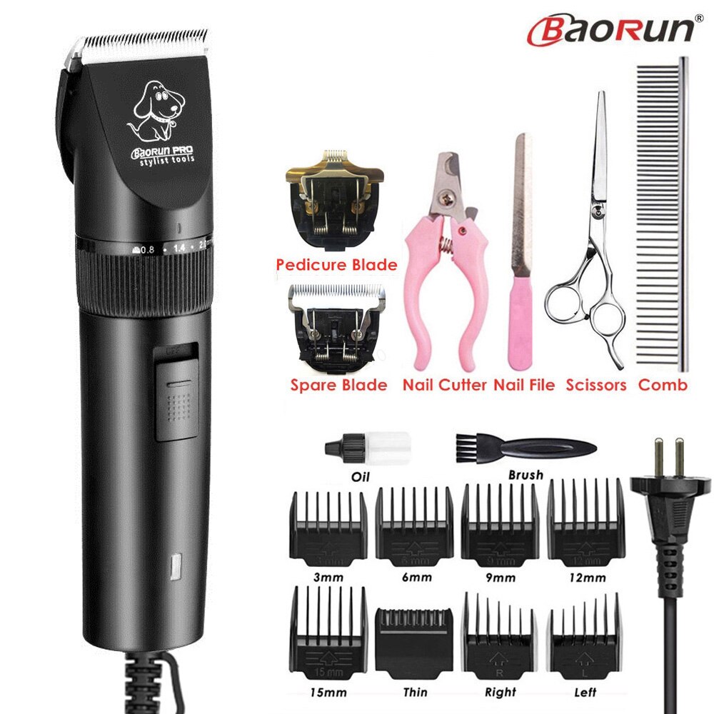 BaoRun-cortadora de pelo S1 para perros y gatos, máquina para cortar el pelo de mascotas, afeitadora de aseo, tijeras eléctricas de alta potencia de 20W: Add K B Tool Set
