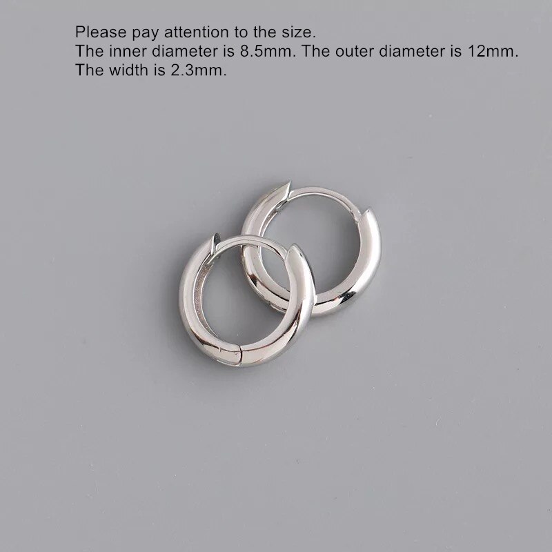 Orecchino in argento Sterling 925 moda semplice lucido rotondo orecchino largo fibbia orecchio personalità geometria donna ragazza ragazzo gioielli orecchio: 1 pair silver 8.5mm