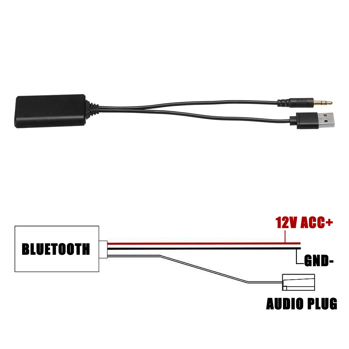 Universal Car 12V bluetooth Module Adapter Wireless Radio Stereo AUX-IN Aux Cable Adapter USB 3.5MM Jack Plug