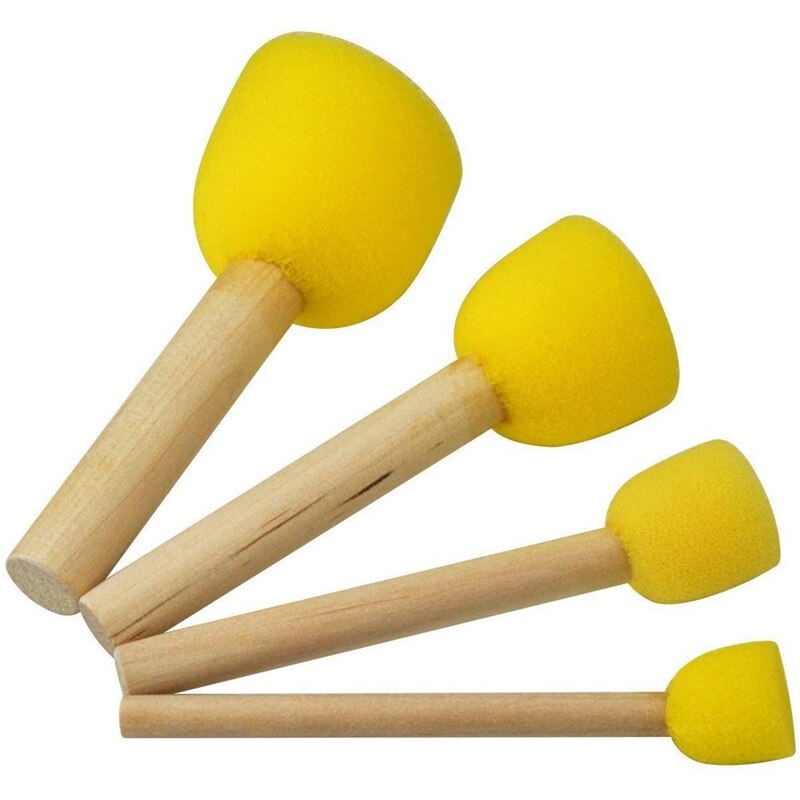-48-Piece Round Sponge Brush Set-Children's Painting Tools-Sponge Painting Stippler Set 4 Sizes of DIY Painting Tools