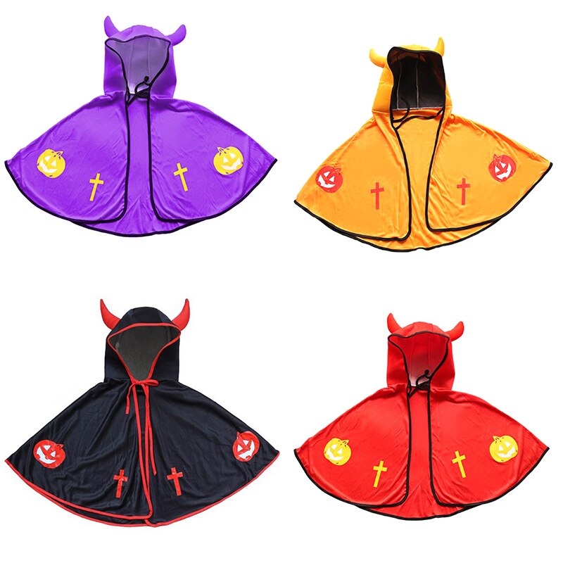 1 Pc Kids Halloween Party Kit Hat Cloak Cape Robe Childs Hooded Cape Dress Costume Cosplay Halloween party