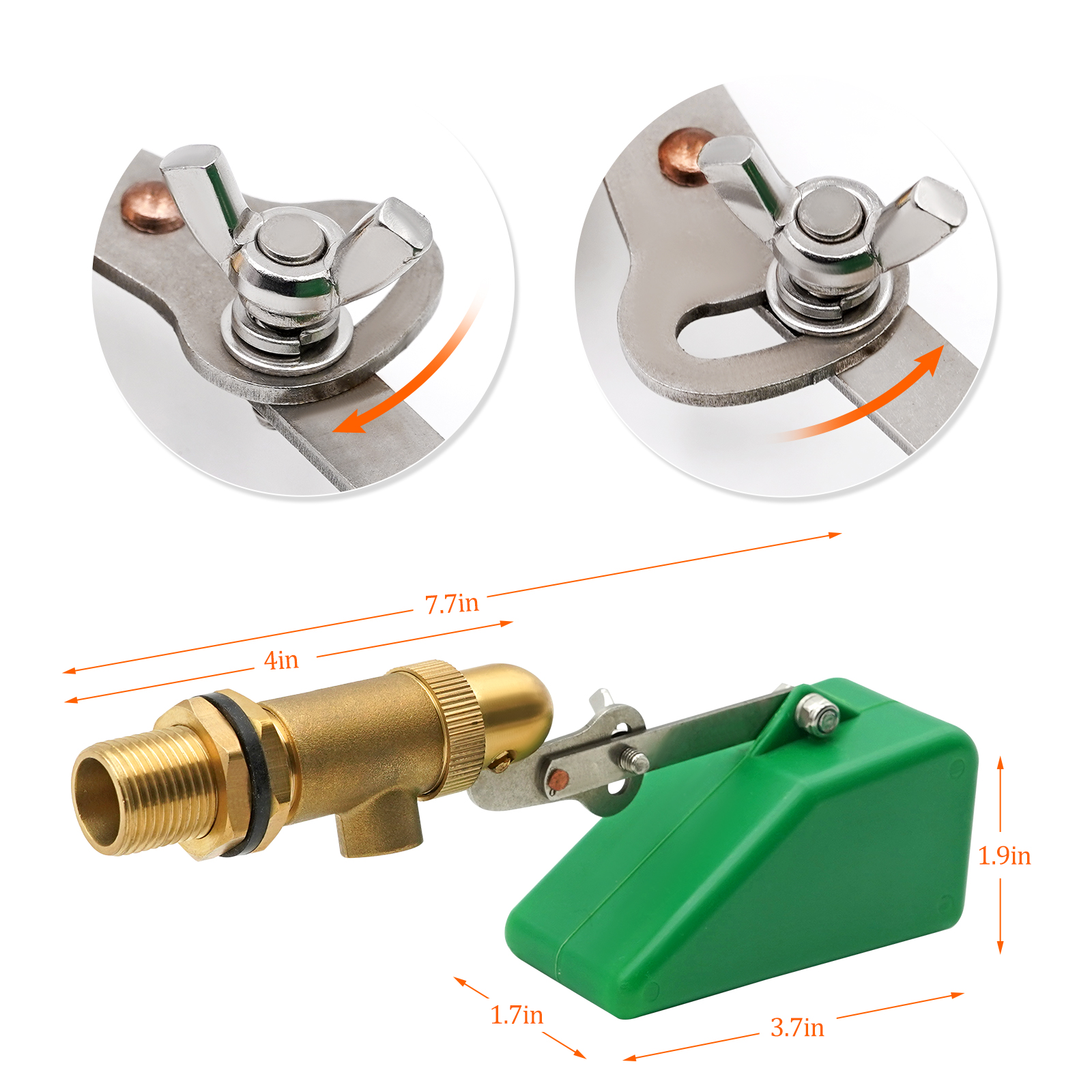 2Pcs Brass Water Float Valve 1/2 Inch Drinker Bowl Copper Water Float Valve Adjustable Arm Automatic Fill Float Valve Water Tank