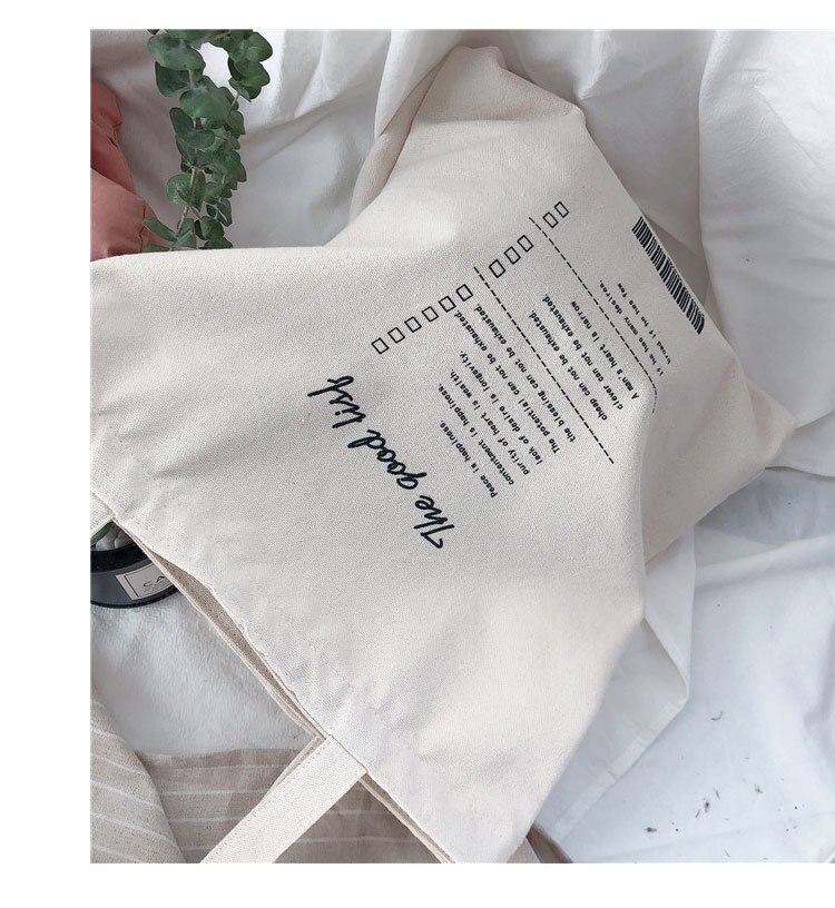 Dames canvas schoudertas grote capaciteit katoenen stoffen boodschappentassen dames handtas opvouwbare herbruikbare strandtas: Geen rits