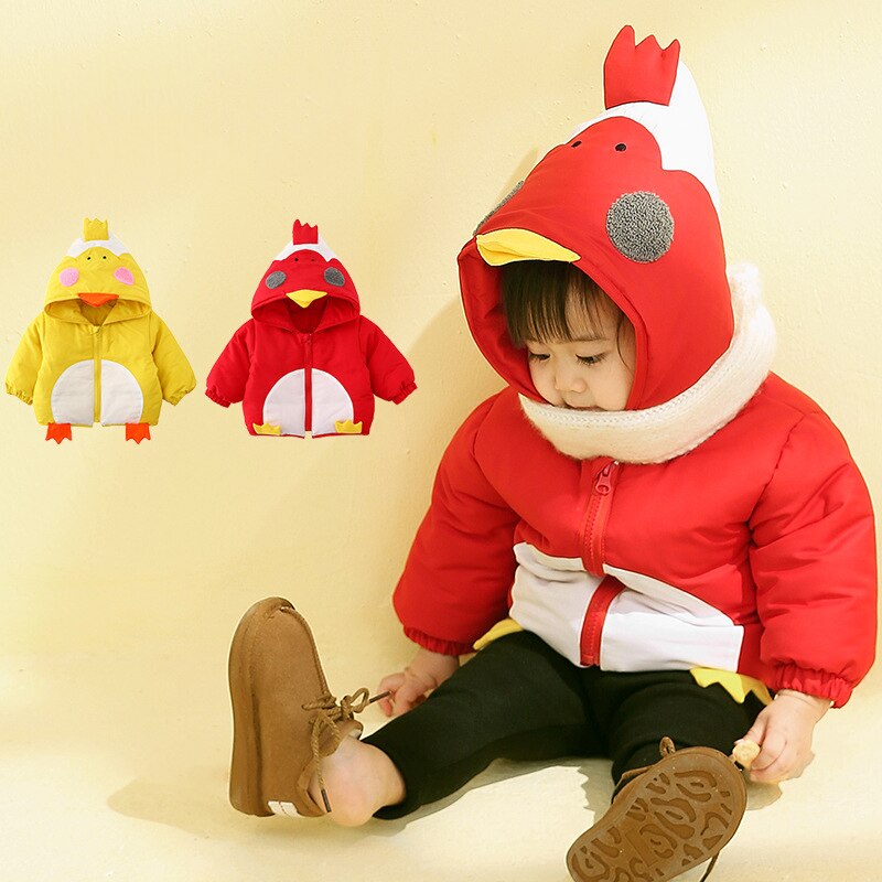 Baby Boys Jacket Winter Thick Coats Kid Warm Outerwear Girls Fur Hooded Children Clothes Chicken Cotton Padded Jacket