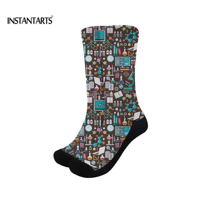 INSTANTARTS Elastic Socks Women Chemistry Printed Basketball Soccer Sport Socks Outdoor Running Fitness Socks: H8536Z79 / L