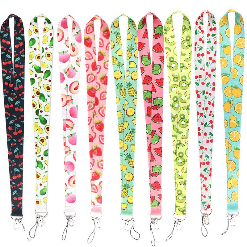 Fruit Print Mode Kaarthouder Lange Hang Touw Lanyards Van Bus Id Naam Werk Kaarthouder Voor Verpleegster Arts Vrouwen kids Kinderen: random color 1pcs