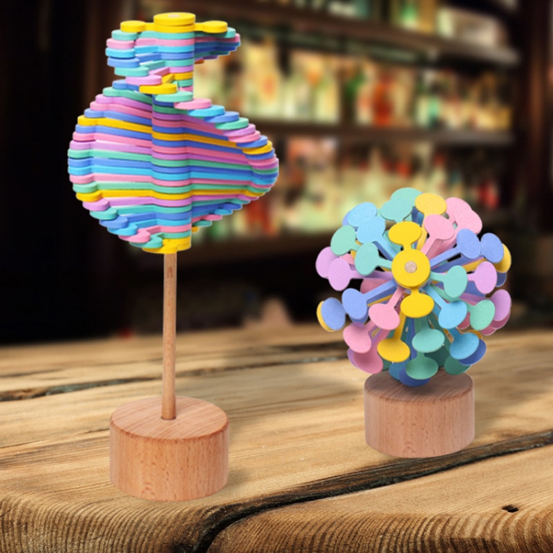 Houten Roterende Lollipop toverstaf Stress Relief Speelgoed Fidget Spinner Art Decoratie Hand Spinner Speelgoed Jongen Meisje