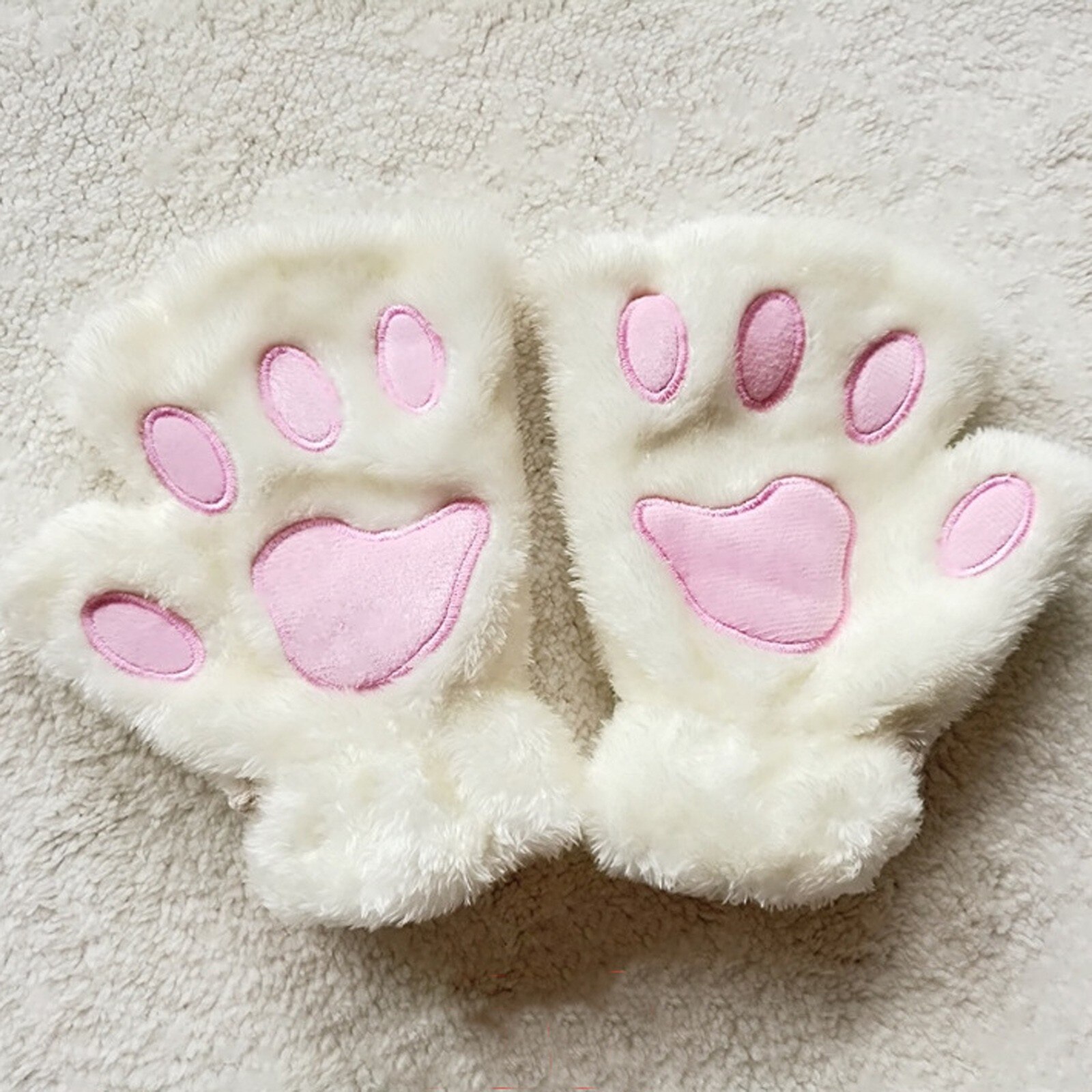 E Modieuze Vrouw Leuke Cartoon Beer Poot Kat Klauw Verdikte Halterneck Handschoenen Lichtgewicht En Comfortabele Materialen: WH
