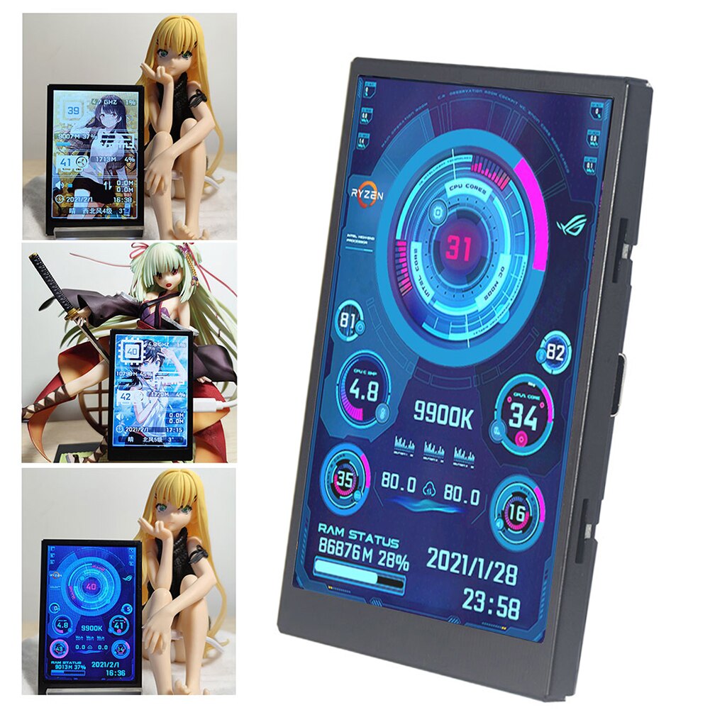 Neueste 3,5 Zoll IPS Typ-C Sekundären Bildschirm Computer CPU GPU RAM HDD Monitor mit Halterung USB Anzeige AIDA64 für Mini ITX fallen