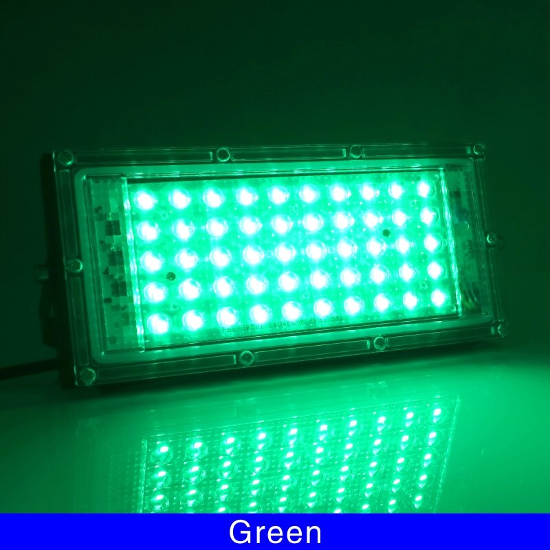 50W LED RGB Flood Light Lamp AC 220V 230V 240V Outdoor Floodlight IP65 Waterproof Reflector Led Spotlight with Remote Control: Green