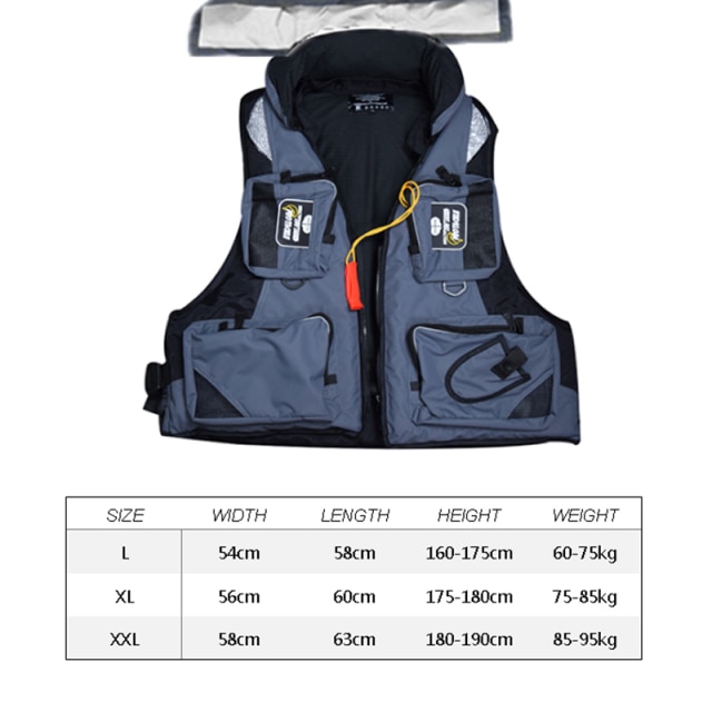 Life Jacket Fishing Swimming Outdoor Life Vest Boating for Adult Man Water Sport Vest Drifting Life Jacket Sailing Bearing 110KG: grey / L