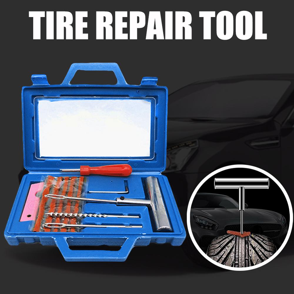 Car Tubeless Tyre Tire Repair Tool Puncture Repair Plug Repairing Kit Needle Patch Fix Tools Quick CSV