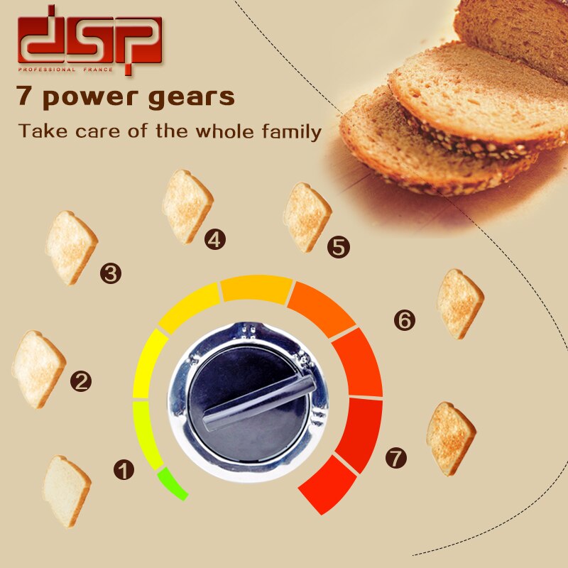 DSP KC2038 Broodrooster 750 W Brood Maker 2 Plakjes Warm Rvs LinerHousehold Broodbakmachine Voor Ontbijt