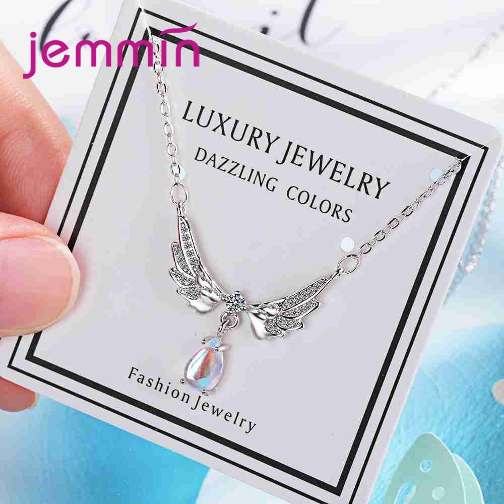 100% Echt 925 Sterling Zilveren Wing & Shape Hanger Ketting Engagement Wedding Band Mode Vrouwelijke Bague