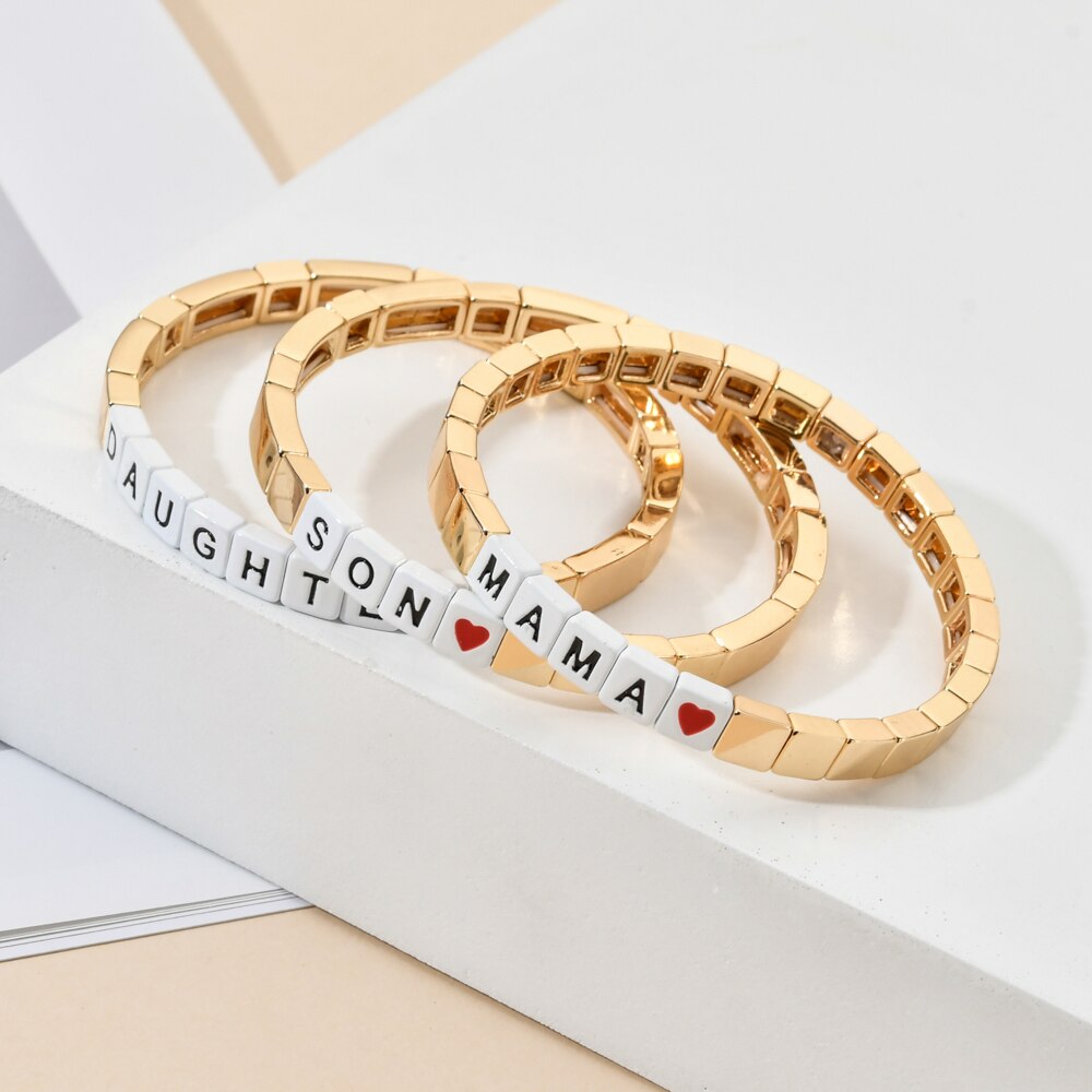Zmzy guldfärg pulseira mama tjej pojke familjearmband metall sten armband & armband för kvinnor smycken femme love berloque