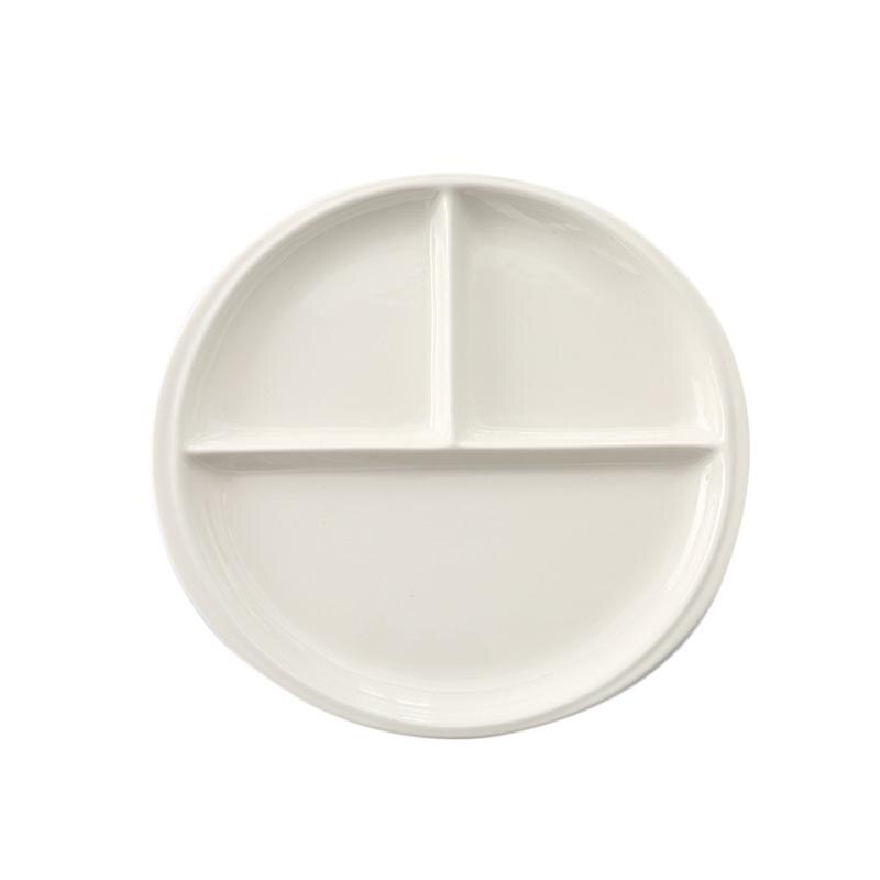 1PC Round Ceramic Plates 10 Inches Three Compartments Tableware Bone China Plate Porcelain Plate for Kitchen: 1