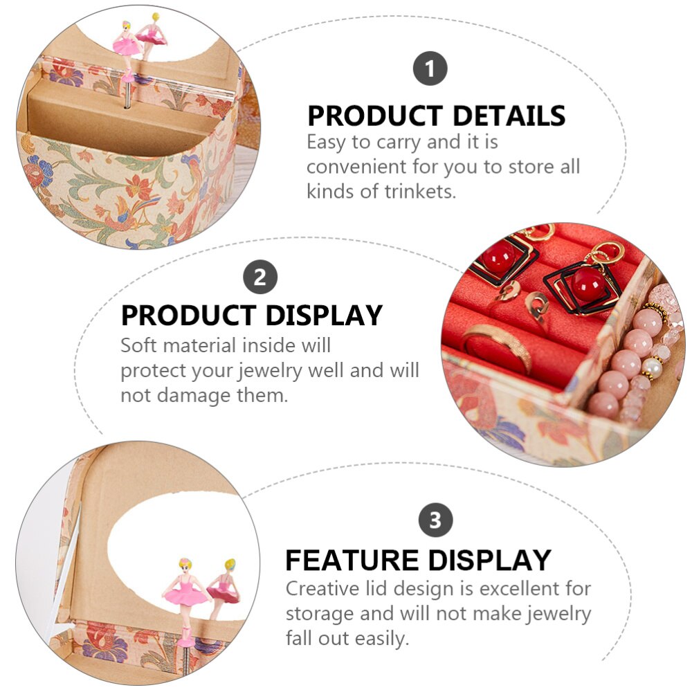 Exquisite Musical Jewelry Box Spinning Ballerina Girls Storage Container