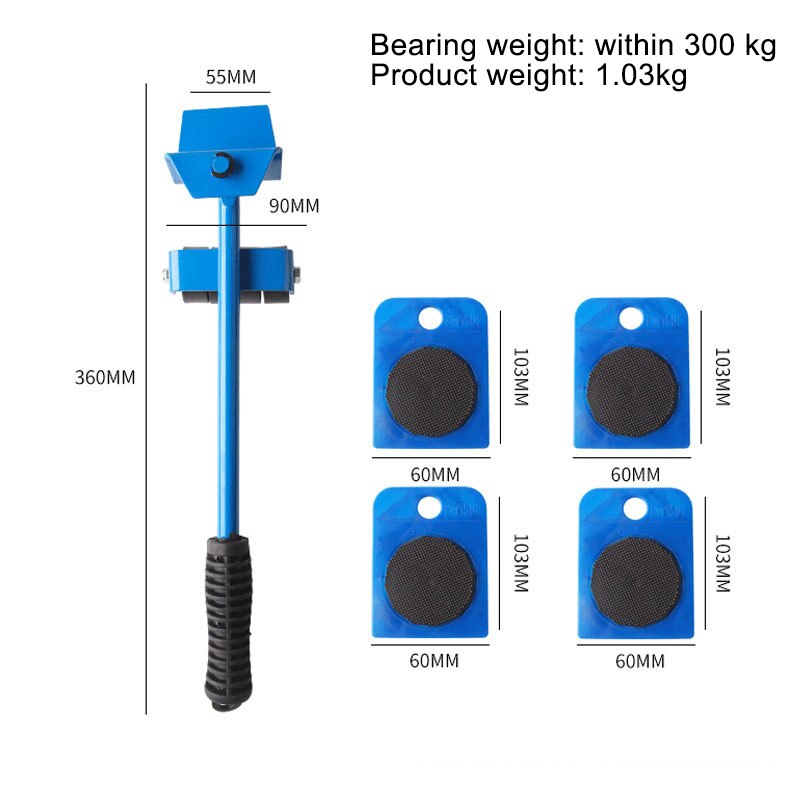 Max Load-Bearing 1000Kg Furniture Transport Lifter Shifter Metal Heavy Duty Stuffs Moving Tool for Household Mover: A02