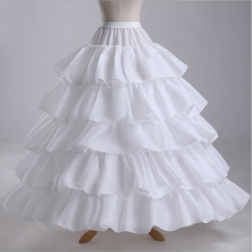 4 Reifen 5 Schichten Ballkleid Unterröcke Schwarz Petticoat Krinoline Unterrock Großen Rüschen Hochzeit Zubehör Tüll Unterröcke: Weiß