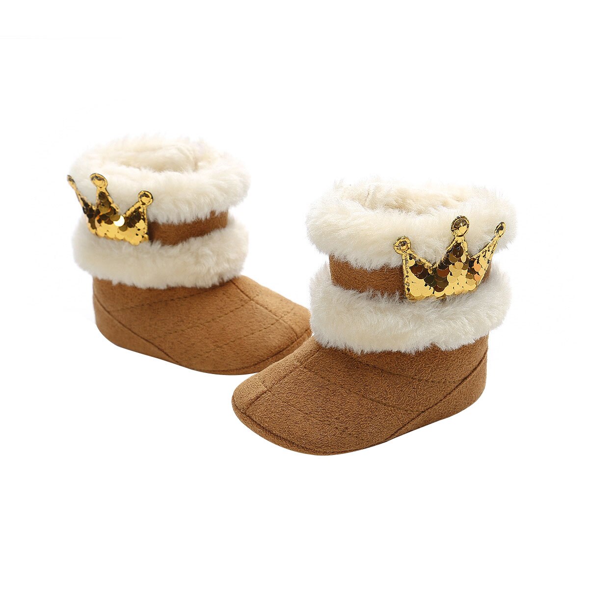 0-18M Newborn Baby Girl Booties with Faux Fur Toddler Winter Snow Boots Little Girl Thick Soft Warm Hool Boots Embroidery Thrown