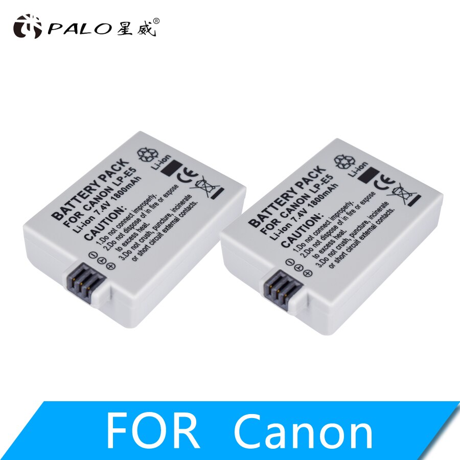 LP-E5 LP E5 lpe5 Cámara batería recargable 1800mAh batería cargador para Canon Eos 450D 500D 1000D beso X3 beso F Rebel Xsi: 2pcs