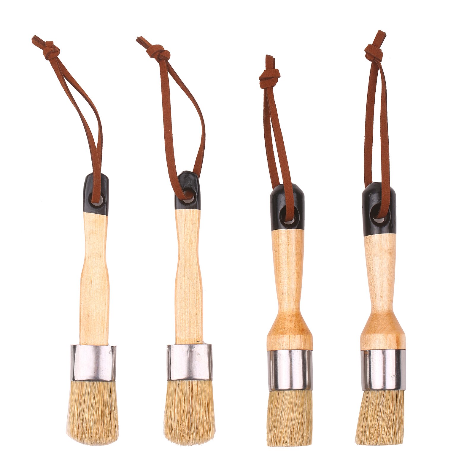 5pcs Paint Brushes Set Household Paint Brushes Includes Round/Pointed/Flat Brush with Ergonomic Handle Painting and Waxing Tool: 4PCS