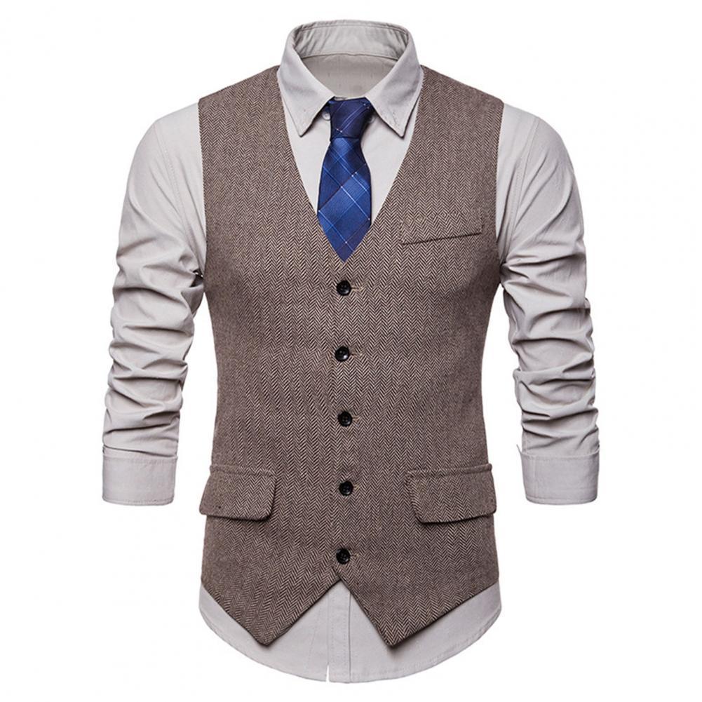 Chaleco Formal de negocios para hombre, ropa de trabajo Simple y Popular de Color sólido, transpirable, Formal, ajustada: Caqui / M